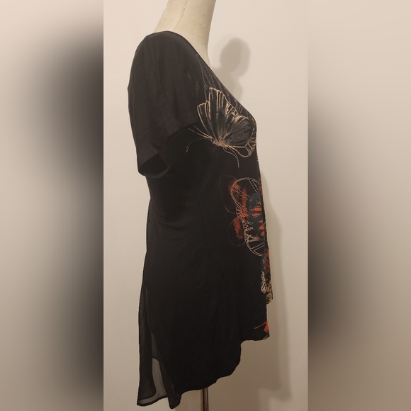 French Blue butterfly dressy short sleeved tee - Picture 4 of 8